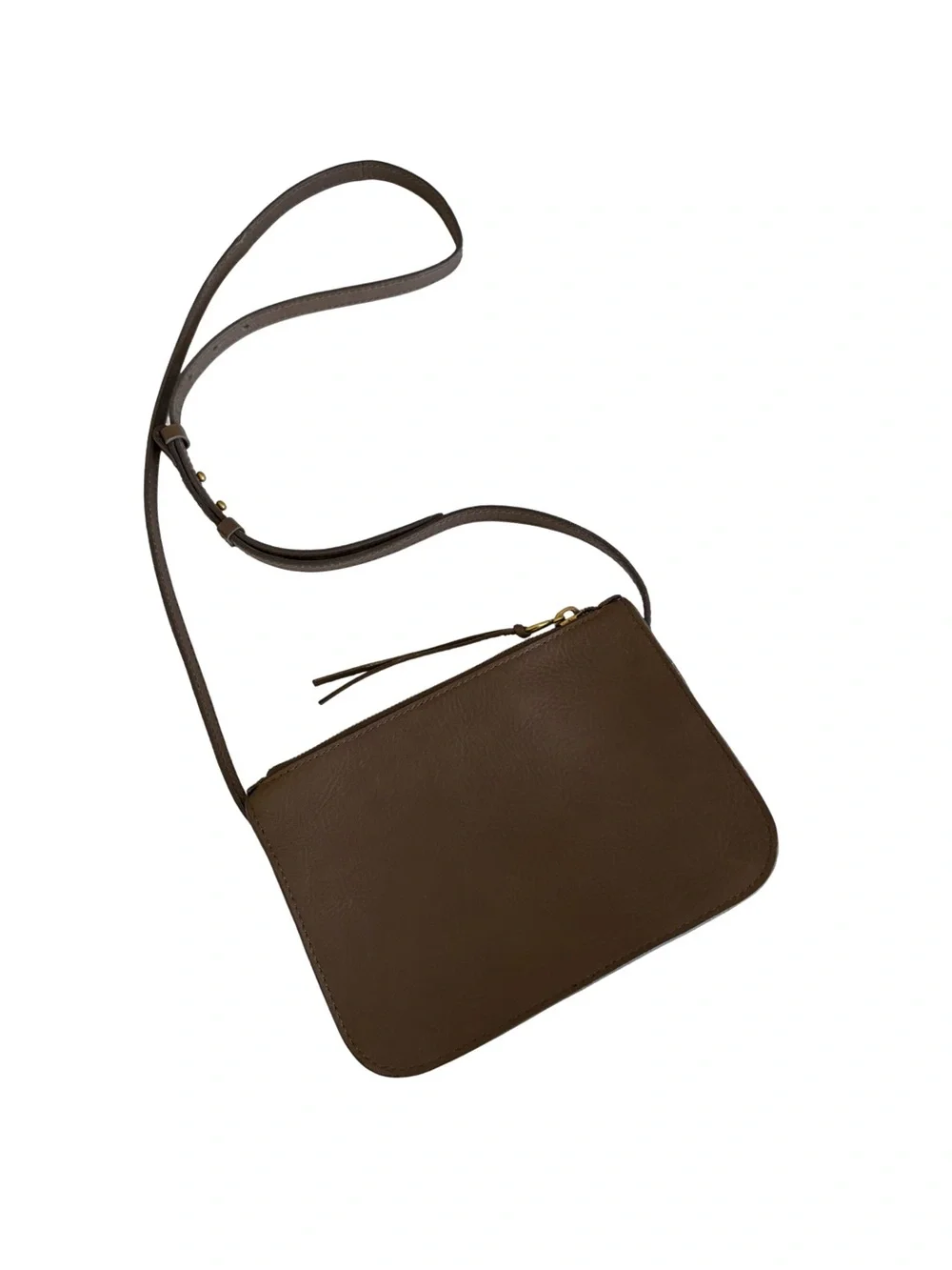 Madewell Olive Green The Simple Leather Zip Top Crossbody Bag  Purse